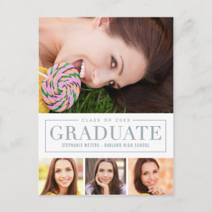 Timeless Grid EDITABLE COLOR Graduation Postcard