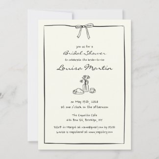 Timeless Hand-Drawn Coquette Bridal Shower Brunch 