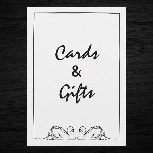 Timeless Hand Drawn Swan Cards and Gifts Sign