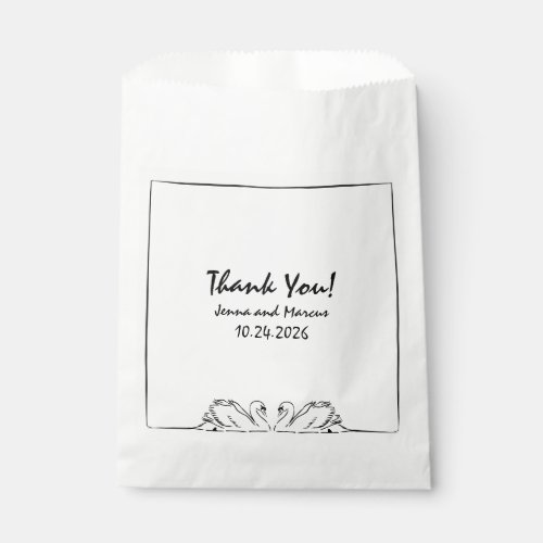 Timeless Handwritten Swan Bridal Shower Thank You Favor Bag