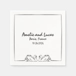 Timeless Handwritten Swan Illustration Wedding Napkins