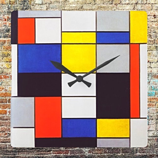 Timeless Harmony Mondrian-Inspired Art Print Square Wall Clock (Creator Uploaded)