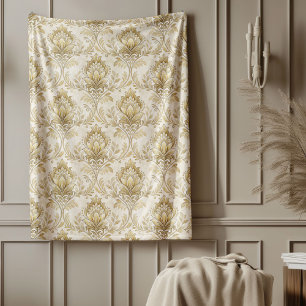 Timeless Ivory Damask Artistic Watercolor Patterns Fleece Blanket