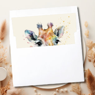 Timeless Ivory Watercolor Giraffe Pattern Envelope Liner