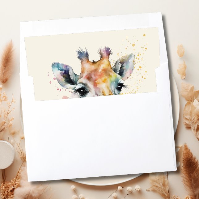 Timeless Ivory Watercolor Giraffe Pattern Envelope Liner (Creator Uploaded)