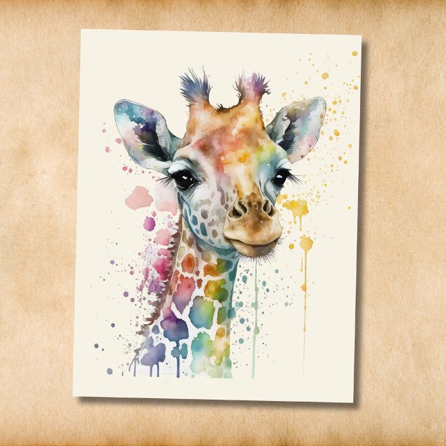 Timeless Ivory Watercolor Giraffe Pattern Postcard (Creator Uploaded)