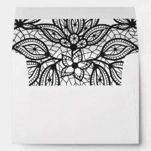 Timeless Lace Look Wedding Black and White Envelope