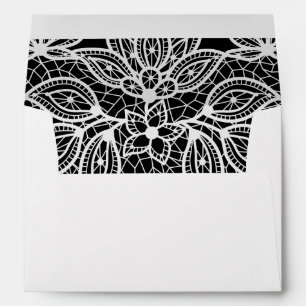 Timeless Lace Look Wedding Black and White Envelope