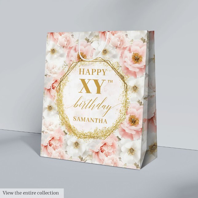 Timeless Light Pink Watercolor Birthday Gift Bag (Timeless Light Pink Watercolor Birthday Gift Bag

)