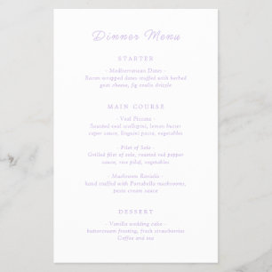 Timeless Lilac Classic Budget Wedding Menu Flyer