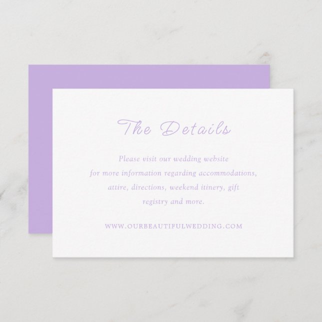Timeless Lilac Classic Wedding Enclosure Card (Front/Back)