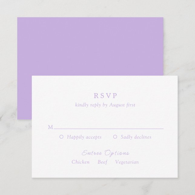 Timeless Lilac Classic Wedding RSVP Card (Front/Back)