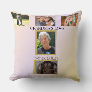 Timeless Love 5-Photo Family Tribute Throw Pillow
