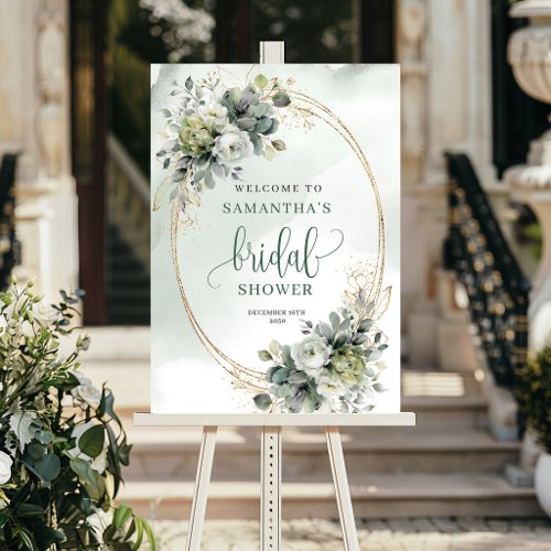 Timeless Love Botanical Gold Bridal Shower Welcome Poster