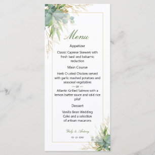 Timeless Love Botanical Greenery Wedding Menu