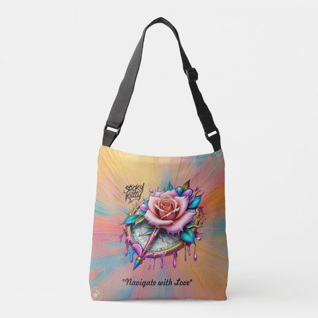 "Timeless Love Compass Tattoo" Crossbody Bag (Front)