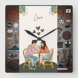"Timeless Love: Couple's Watch Set"  Square Wall Clock