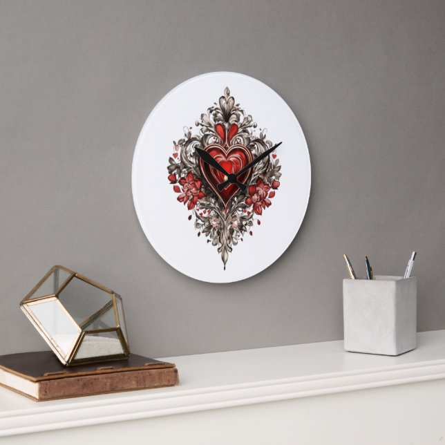  "Timeless Love: Heart Logo on Wall Clock" Large Clock (Office)