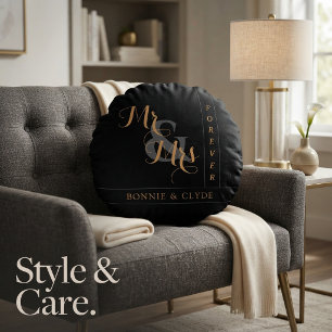 Timeless Love: Mr. & Mrs. Forever Decorative Round Pillow