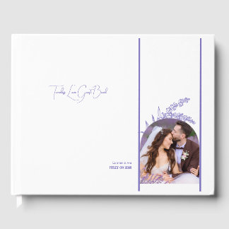 Timeless Love purple flowers & photo Guest Book