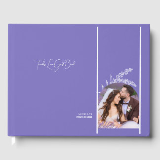 Timeless Love purple flowers & photo Guest Book