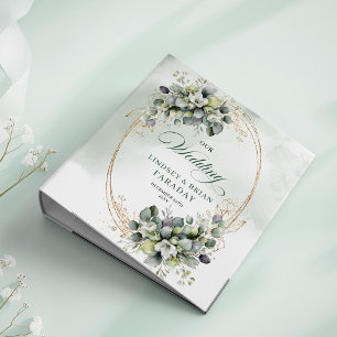 Timeless Love Sage Green Botanical Wedding Ring 3 Ring Binder
