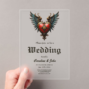 Timeless love, surreal elegance in steampunk style acrylic invitations