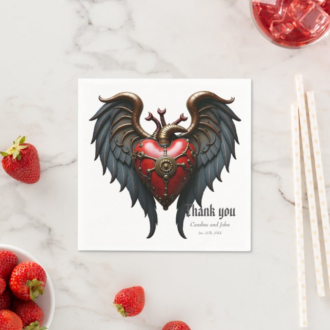 Timeless love, surreal elegance in steampunk style napkins (Insitu)