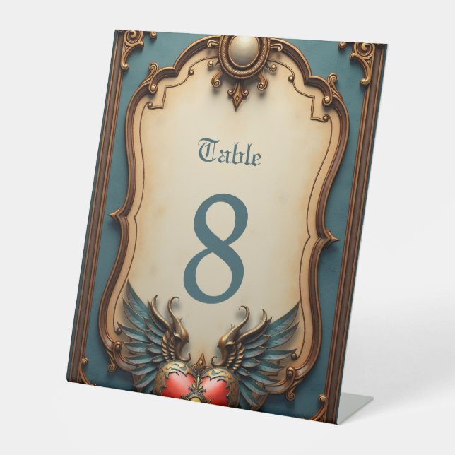 Timeless love, surreal elegance in steampunk style pedestal sign (Front)