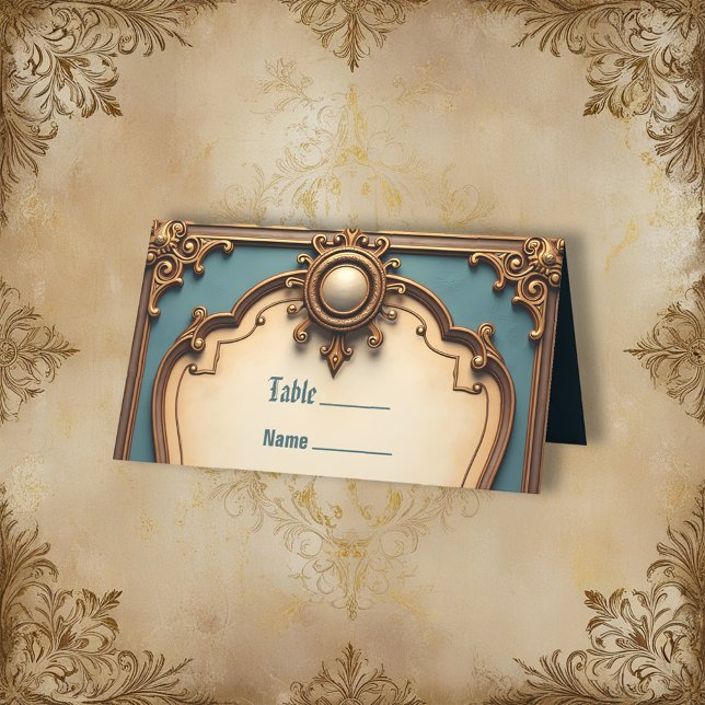 Timeless love, surreal elegance in steampunk style place card (Creator Uploaded)