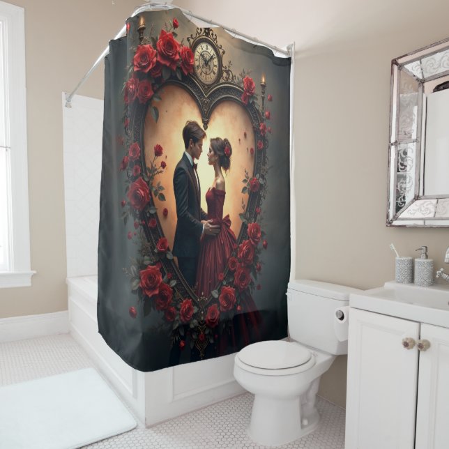 Timeless Love –Victorian Gothic Wedding Collection Shower Curtain (In Situ)