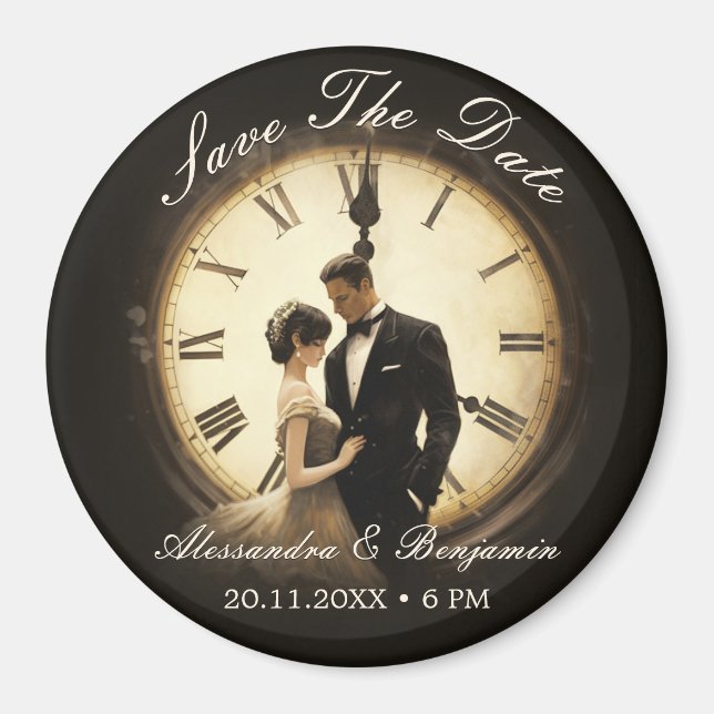 Timeless Love Vintage Wedding Theme Save The Date Magnet (Front)