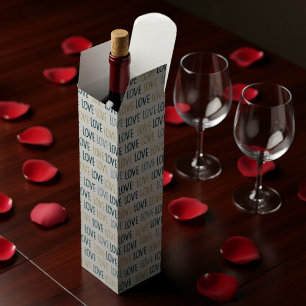 Timeless LOVE Word Pattern in Teal and Muted Gold Wine Box