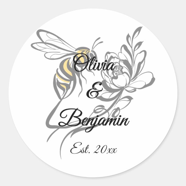 Timeless Luxury Bee Wedding Sticker – Elegant (Front)