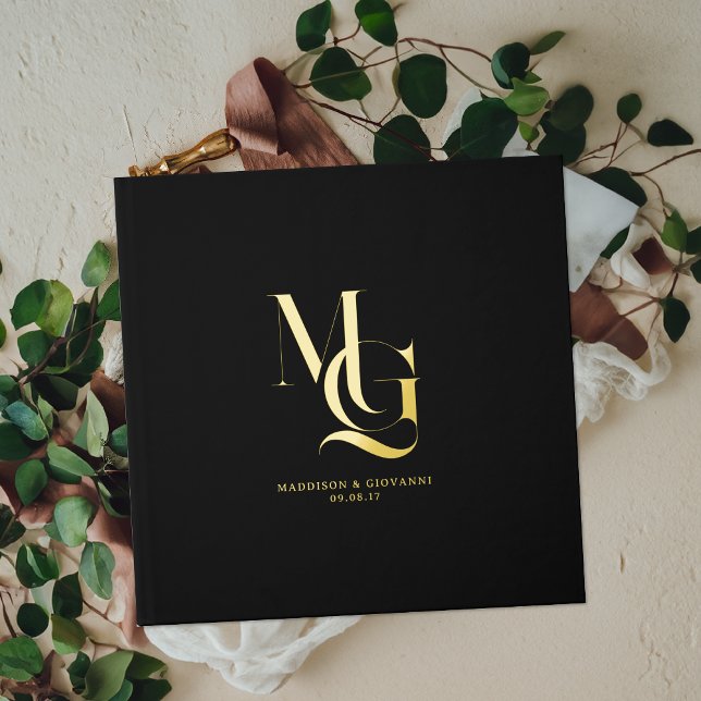 Timeless Luxury | Minimal Monogram Wedding Foil Guest Book (Creator Uploaded)