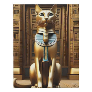 Timeless Majesty: The Golden Egyptian Pharaoh Cat Faux Canvas Print