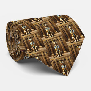 Timeless Majesty: The Golden Egyptian Pharaoh Cat Neck Tie