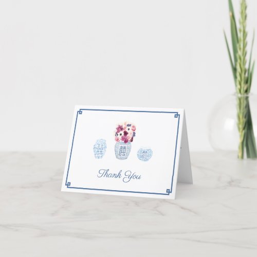 Timeless Maroon Orchids Roses Wedding Shower Thank You Card