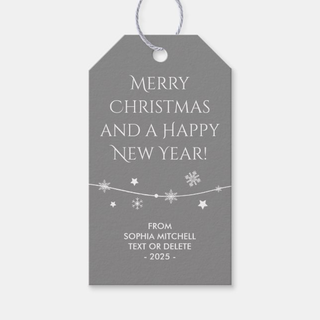 Timeless - Medium Gray - Snowflake Gift Tags (Front)