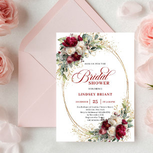 Timeless Merlot Rose Gold Bridal Shower Invitation