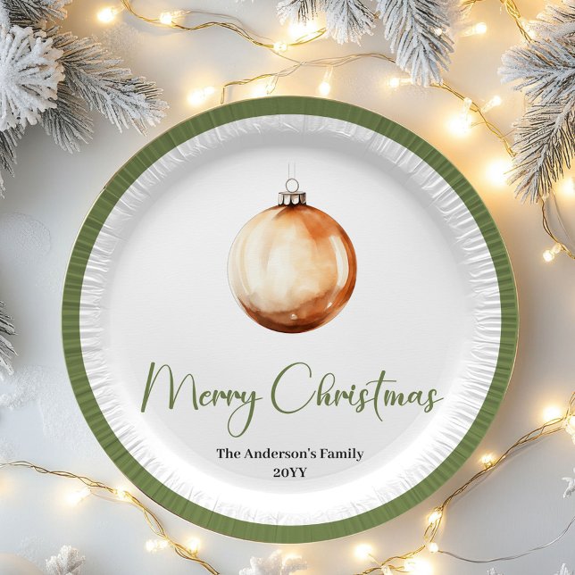Timeless Minimal Christmas Personalized Family  Paper Plates (Timeless Minimal Christmas Personalized Family Plates)
