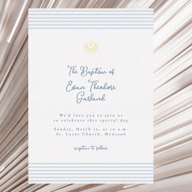 Timeless minimal modern baptism Foil Invitation (Creator Uploaded)