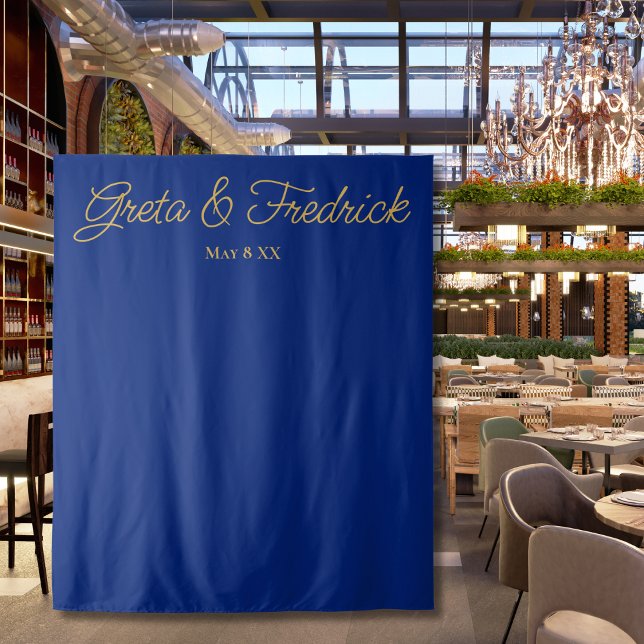 Timeless Minimalist Royal Blue Gold Backdrop (Creator Uploaded)