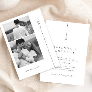 Timeless Modern Black & White Photo Wedding Invitation