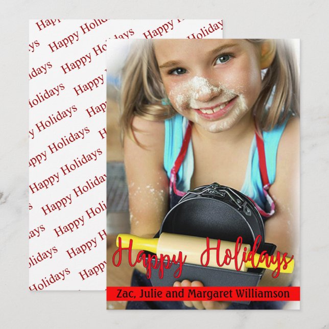 Timeless Modern Happy Holidays Holiday Card (Front/Back)