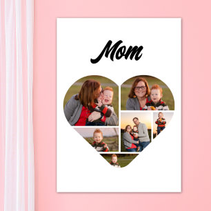 Timeless Mom Heart Shape Family Photo Collage Poster