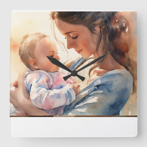 Timeless Moments A Mothers Love Square Wall Clock