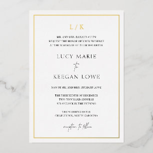Timeless Monogram Elegant Wedding Foil Invitation