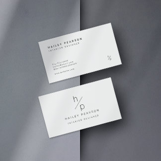 Timeless Monogram: Minimalist Chic on Crisp White Business Card