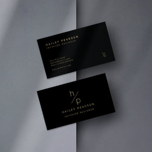 Timeless Monogram: Modern Elegance in Black & Gold Business Card